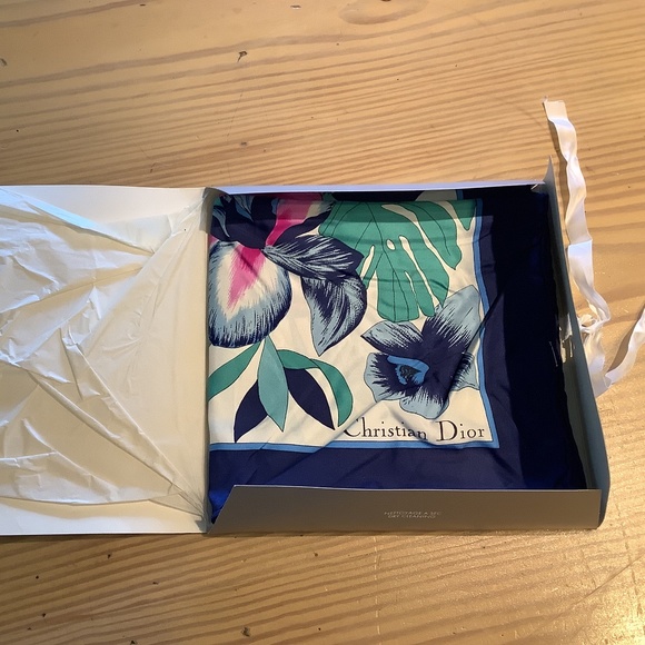 Vintage Christian Dior Silk Floral Scarf - Picture 2 of 9